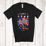 MacnyStore - Personalized Happy Birthday America; Lovely 4th Of July Custom Name Hot Dog; Patriotic T-Shirt