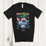 MacnyStore - Personalized Happy Easter Y'all; Adorable Custom Name Bunny Manatee Hunting Eggs; Sea Animal T-Shirt