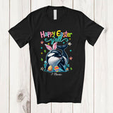MacnyStore - Personalized Happy Easter Y'all; Adorable Custom Name Bunny Orca Hunting Eggs; Sea Animal T-Shirt