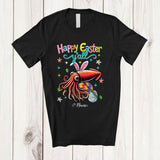 MacnyStore - Personalized Happy Easter Y'all; Adorable Custom Name Bunny Squid Hunting Eggs; Sea Animal T-Shirt