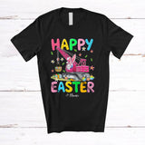MacnyStore - Personalized Happy Easter; Adorable Bunny Driving Crane Truck; Custom Name Driver Egg Hunting T-Shirt