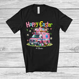 MacnyStore - Personalized Happy Easter; Adorable Custom Name Bunny Driving Ambulance; Driver Egg Hunt T-Shirt