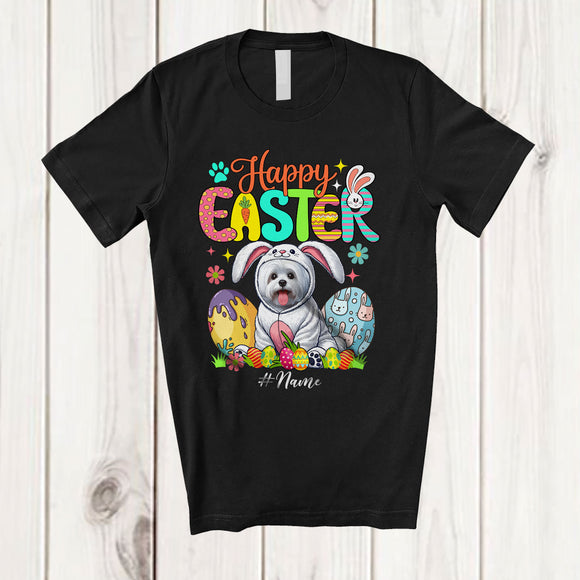 MacnyStore - Personalized Happy Easter; Adorable Custom Name Bunny Maltese Owner; Egg Hunt T-Shirt