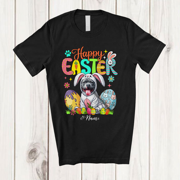 MacnyStore - Personalized Happy Easter; Adorable Custom Name Bunny Pit Bull Owner; Egg Hunt T-Shirt