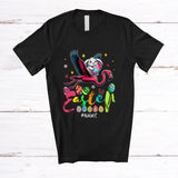MacnyStore - Personalized Happy Easter; Adorable Custom Name Bunny Rabbit Riding Flamingo Eggs; Family T-Shirt