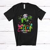 MacnyStore - Personalized Happy Easter; Adorable Custom Name Bunny Rabbit Riding T-Rex Eggs; Family T-Shirt