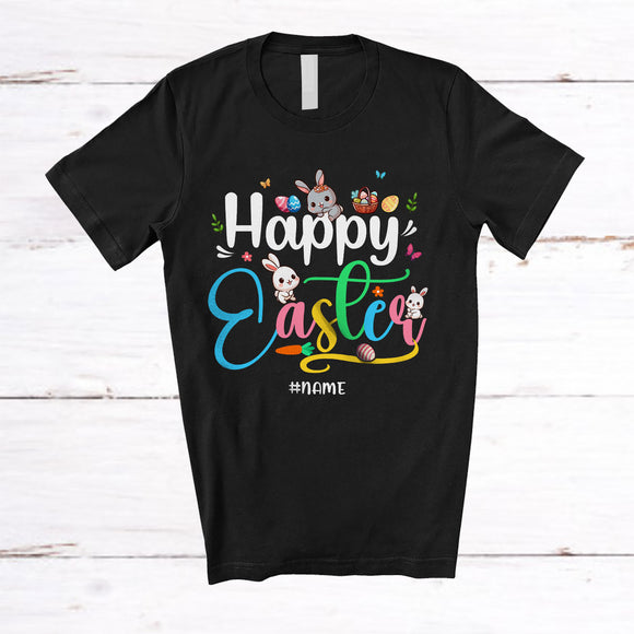 MacnyStore - Personalized Happy Easter; Adorable Easter Eggs Hunting Lover; Custom Name Family T-Shirt