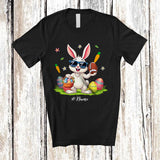 MacnyStore - Personalized Happy Easter; Joyful Bunny Playing Football; Custom Name Player Egg Hunting T-Shirt