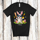 MacnyStore - Personalized Happy Easter; Joyful Bunny Playing Softball; Custom Name Player Egg Hunting T-Shirt