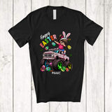 MacnyStore - Personalized Happy Easter; Joyful Easter Day Custom Name Bunny Dabbing Girl Monster Truck T-Shirt