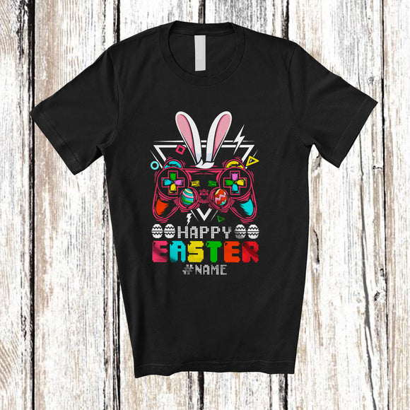 MacnyStore - Personalized Happy Easter; Lovely Easter Bunny Video Game Controller; Custom Name Gamer T-Shirt