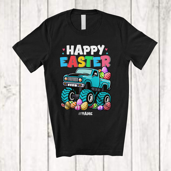 MacnyStore - Personalized Happy Easter; Wonderful Easter Eggs On Monster Truck; Custom Name Egg Hunt T-Shirt