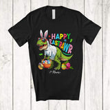 MacnyStore - Personalized Happy Eastrawr; Joyful Easter T-Rex Bunny Dinosaur; Custom Name Eggs Hunt T-Shirt