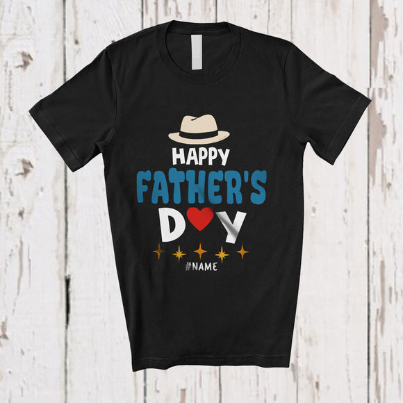 MacnyStore - Personalized Happy Father's Day 2025; Adorable Custom Name Dad Papa Hat; Family Group T-Shirt