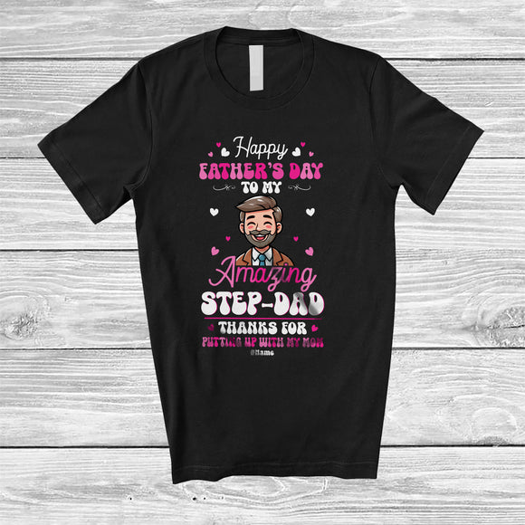 MacnyStore - Personalized Happy Father's Day Step Dad; Adorable Custom Name Step Daughter; Men Family T-Shirt