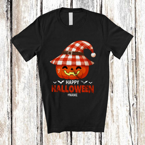 MacnyStore - Personalized Happy Halloween; Adorable Pumpkin Face; Custom Name Boys Family Group T-Shirt