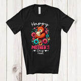 MacnyStore - Personalized Happy Mother's Day; Humorous Custom Name Bears Mom Flowers; Hearts Family T-Shirt