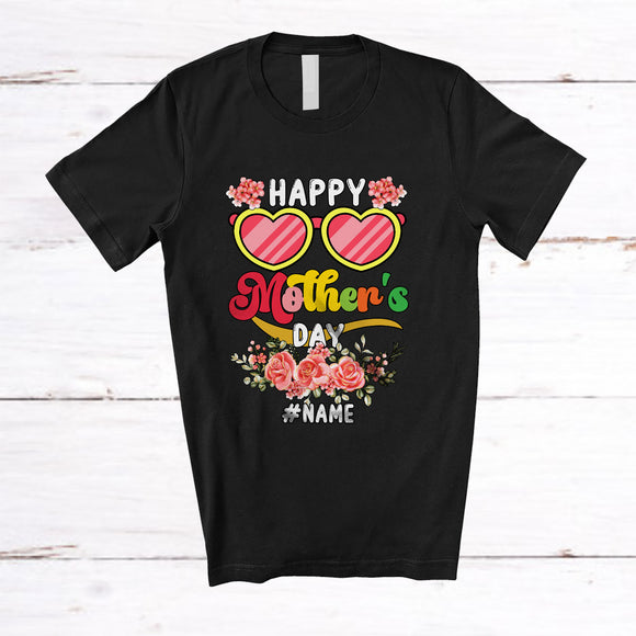 MacnyStore - Personalized Happy Mother's Day; Lovely Groovy Custom Name Mom Sunglasses; Family T-Shirt