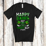 MacnyStore - Personalized Happy Saint Hat Trick's Day; Joyful St. Patrick's Day Custom Name Ice Hockey Player T-Shirt