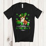 MacnyStore - Personalized Happy St. Patrick's Day; Joyful Custom Name Corgi Drinking Beer; Drunker T-Shirt