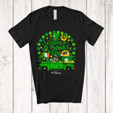 MacnyStore - Personalized Happy St. Patrick's Day; Joyful Leprechaun Driving Pickup Truck; Custom Name Driver T-Shirt