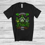 MacnyStore - Personalized Happy St. Patrick's Day; Joyful Three Dog Paws Leprechaun; Custom Name Family T-Shirt