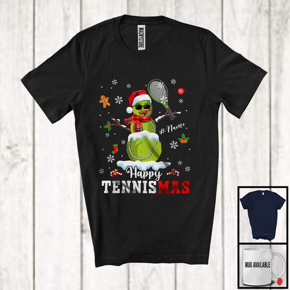 MacnyStore - Personalized Happy Tennismas; Amazing Christmas Tennis Snowman; Custom Name Player T-Shirt