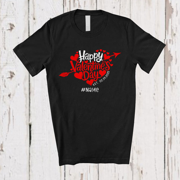 MacnyStore - Personalized Happy Valentine's Day Est February 14 2025; Awesome Custom Name Funny Couple T-Shirt
