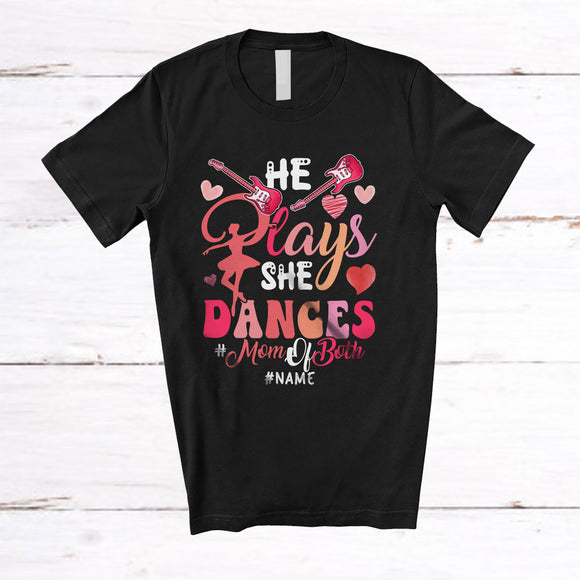 MacnyStore - Personalized He Plays She Dances Mom; Joyful Mother's Day Custom Name Dancing Guitar Player T-Shirt