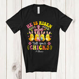 MacnyStore - Personalized He is Risen Tell Your Chicks; Joyful Easter Leopard Cross; Custom Name Egg Hunt T-Shirt