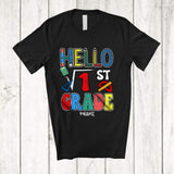 MacnyStore - Personalized Hello 1st Grade; Amazing Back To School Square of 1 Custom Name Math Teacher T-Shirt