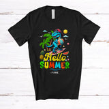 MacnyStore - Personalized Hello Summer; Amazing Summer Vacation Custom Name T-Rex; Beach Family T-Shirt