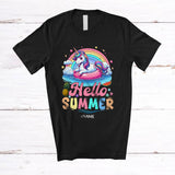 MacnyStore - Personalized Hello Summer; Amazing Summer Vacation Custom Name Unicorn; Beach Family T-Shirt
