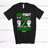 MacnyStore - Personalized Her Fight is My Fight; Joyful Traumatic Brain Injury TBI Ribbon; Custom Name Couple T-Shirt