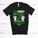 MacnyStore - Personalized His Fight is My Fight; Joyful Traumatic Brain Injury TBI Ribbon; Custom Name Couple T-Shirt