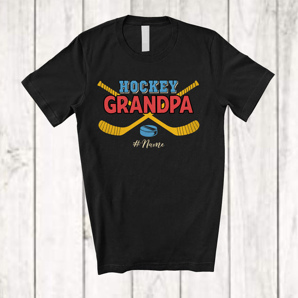 MacnyStore - Personalized Hockey Grandpa; Joyful Father's Day Custom Name Grandpa; Hockey Player Family T-Shirt