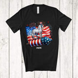 MacnyStore - Personalized Horse Riding Firecracker American Flag; Amazing 4th Of July Custom Name Patriotic T-Shirt