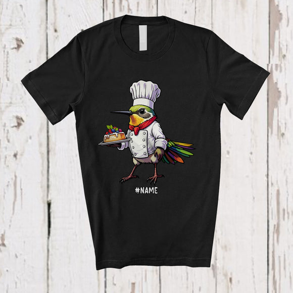 MacnyStore - Personalized Hummingbird Chef Cook Cooking; Lovely Custom Name Lunch Lady Chef Animal T-Shirt