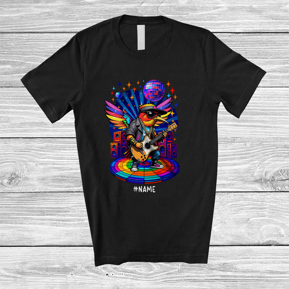 MacnyStore - Personalized Hummingbird Sunglasses Disco Playing Rock Guitar; Amusing Custom Name Guitarist Music T-Shirt