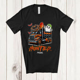 MacnyStore - Personalized Hunter; Amazing Halloween Boo Ghost Spider On Truck; Custom Name Boy Family T-Shirt