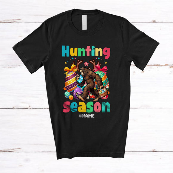 MacnyStore - Personalized Hunting Season; Humorous Easter Bigfoot Hunting Eggs; Custom Name Family T-Shirt