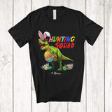 MacnyStore - Personalized Hunting Squad; Lovely Easter Custom Name T-Rex Dinosaur Bunny With Egg Basket T-Shirt