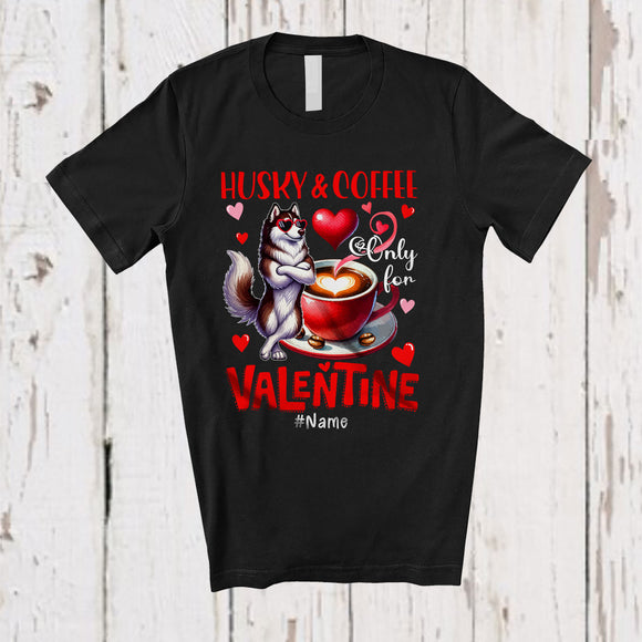 MacnyStore - Personalized Husky And Coffee Only For Valentine; Lovely Custom Name Single; Animal T-Shirt