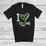 MacnyStore - Personalized I Heart Irish Dad; Lovely St. Patrick's Day Shamrocks; Custom Name Family T-Shirt