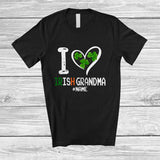 MacnyStore - Personalized I Heart Irish Grandma; Lovely St. Patrick's Day Shamrocks; Custom Name Family T-Shirt