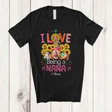 MacnyStore - Personalized I Love Being A Nana; Lovely Easter Custom Name Family Gnome; Sunflower T-Shirt
