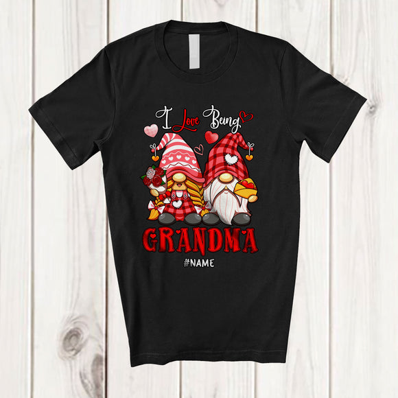 MacnyStore - Personalized I Love Being Grandma; Fantastic Valentine Plaid Couple Gnomes; Custom Name Family T-Shirt