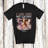 MacnyStore - Personalized I Love Cows More Than People; Floral Mother's Day Leopard Custom Name Farmer T-Shirt