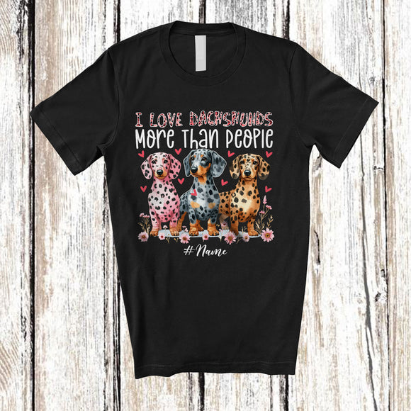 MacnyStore - Personalized I Love Dachshunds More Than People; Floral Mother's Day Leopard Custom Name Owner T-Shirt