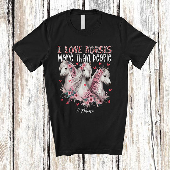 MacnyStore - Personalized I Love Horses More Than People; Floral Mother's Day Leopard Custom Name Farmer T-Shirt